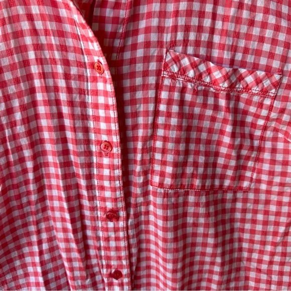 Lane Bryant Pink Plaid Seersucker Gingham Long Sleeve button down Collared shirt - Picture 8 of 12
